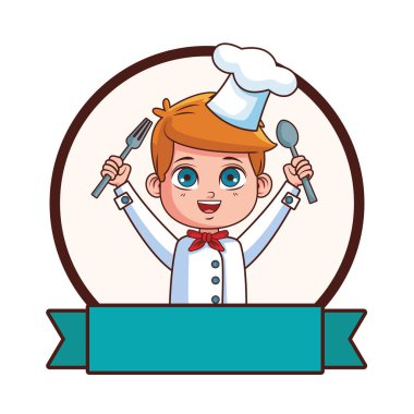 şirin şef çocuk çizgi film vektör çizim grafik tasarım