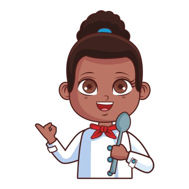 sevimli aşçı kız çizgi film vektör çizim grafik tasarım