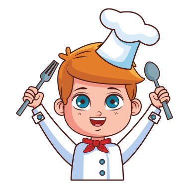 şirin şef çocuk çizgi film vektör çizim grafik tasarım