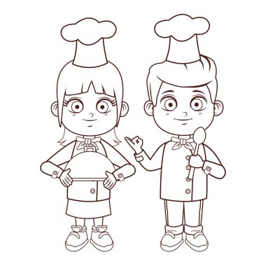şirin şef çocuk çizgi film vektör çizim grafik tasarım