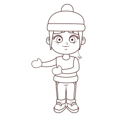 sevimli kış kız çizgi film vektör çizim grafik tasarım