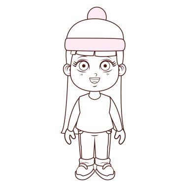 sevimli kış kız çizgi film vektör çizim grafik tasarım