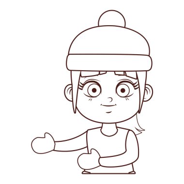 sevimli kış kız çizgi film vektör çizim grafik tasarım