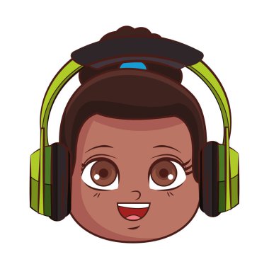 sevimli kız yüz karikatür vektör çizim grafik tasarım