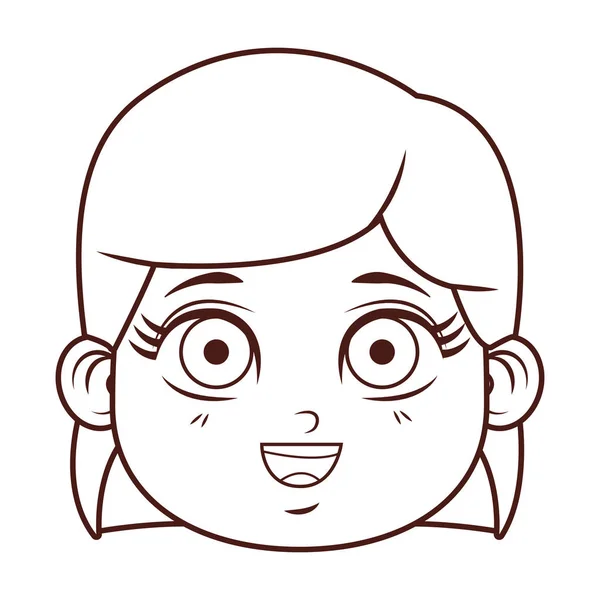 かわいい女の子の顔漫画ベクトル イラスト グラフィック デザイン — ストックベクタ