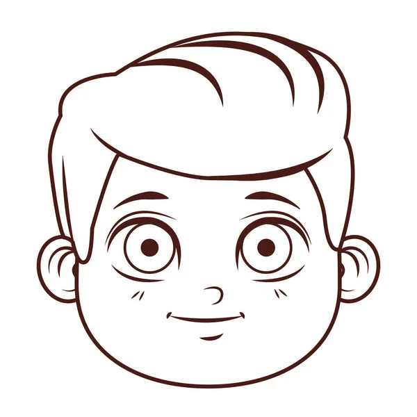 Niedlich Junge Gesicht Cartoon Vektor Illustration Grafik Design — Stockvektor