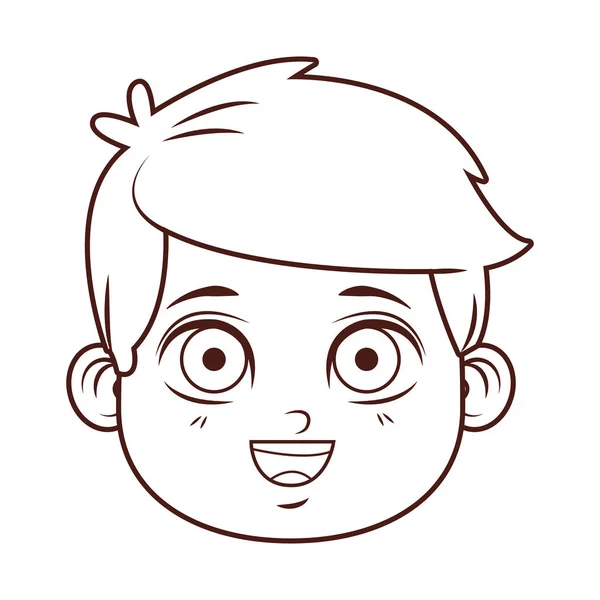 Carino Ragazzo Faccia Cartoni Animati Vettore Illustrazione Grafica Design — Vettoriale Stock