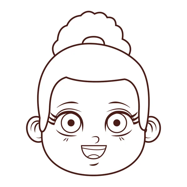 Симпатична Дівчина Обличчя Мультфільм Векторні Ілюстрації Графічний Дизайн — стоковий вектор