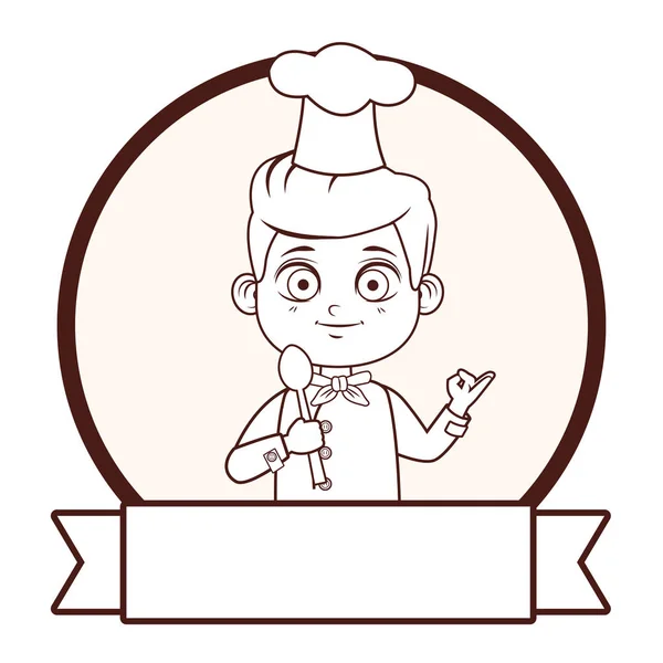 Mignon Chef Garçon Dessin Animé Vectoriel Illustration Conception Graphique — Image vectorielle