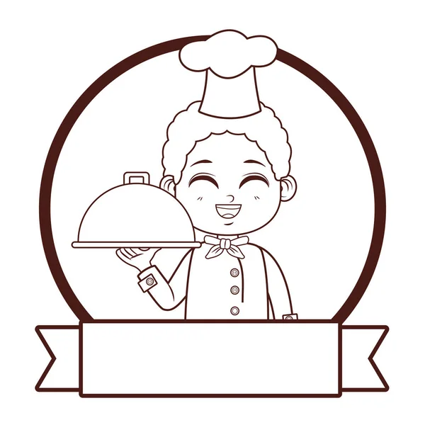 Lindo Chef Niño Dibujos Animados Vector Ilustración Diseño Gráfico — Vector de stock