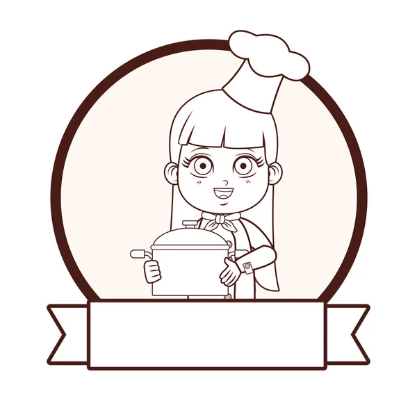 Lindo Chef Chica Dibujos Animados Vector Ilustración Diseño Gráfico — Vector de stock