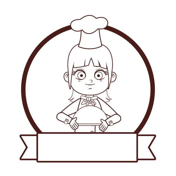 Niedlich Chef Mädchen Cartoon Vektor Illustration Grafik Design — Stockvektor