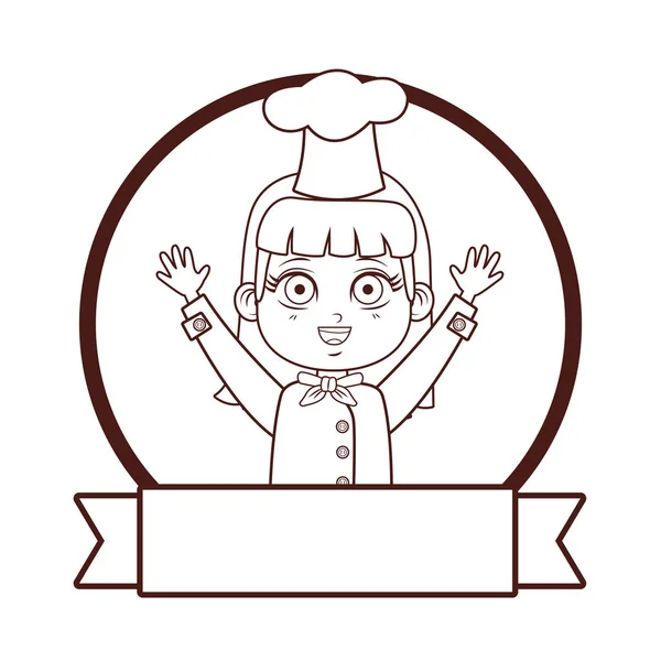 Mignon Chef Fille Dessin Animé Vectoriel Illustration Conception Graphique — Image vectorielle