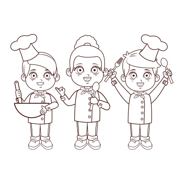 Lindo Chef Niños Dibujos Animados Vector Ilustración Diseño Gráfico — Vector de stock