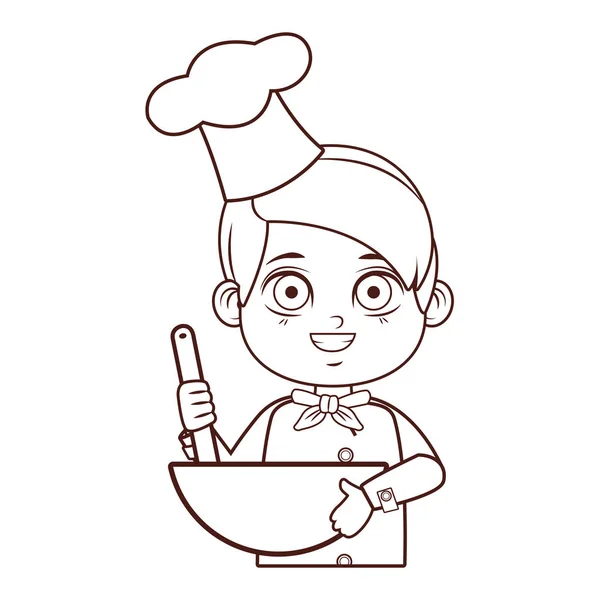 Schattig Chef Kok Jongen Cartoon Vector Illustratie Grafisch Ontwerp — Stockvector