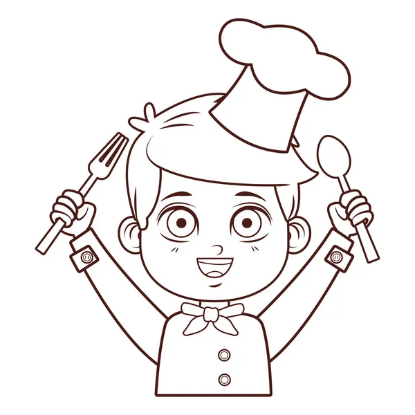 Niedlich Chef Junge Cartoon Vektor Illustration Grafik Design — Stockvektor