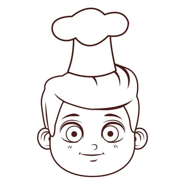 Bonito Chef Menino Rosto Cartoon Vetor Ilustração Gráfico Design — Vetor de Stock