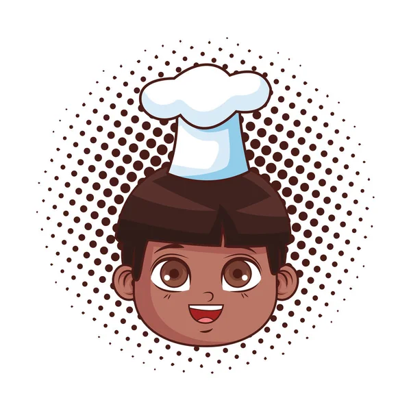 Cute Chef Boy Face Cartoon Vector Illustration Graphic Design — Stock Vector