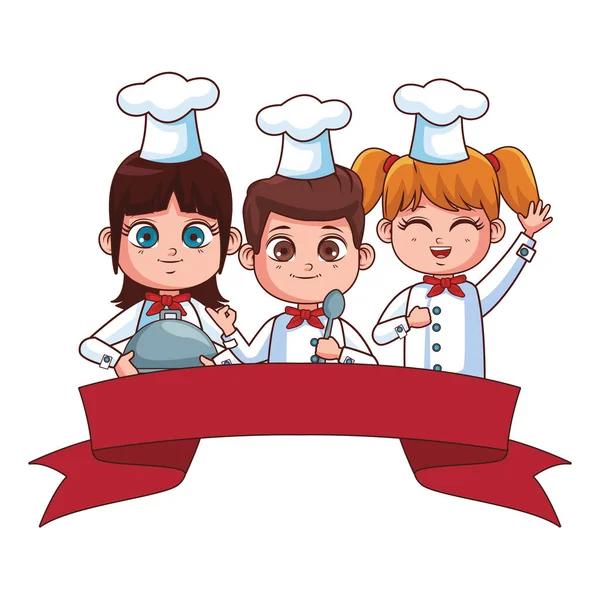 Bonito Chef Crianças Desenho Animado Vetor Ilustração Gráfico Design — Vetor de Stock