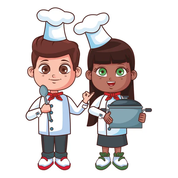 Bonito Chef Crianças Desenho Animado Vetor Ilustração Gráfico Design — Vetor de Stock