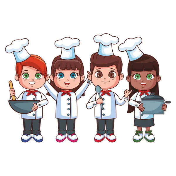 Carino Chef Bambini Cartone Animato Vettore Illustrazione Grafica Design — Vettoriale Stock