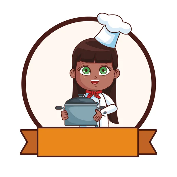 Mignon Chef Fille Dessin Animé Vectoriel Illustration Conception Graphique — Image vectorielle