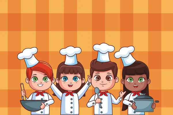 Bonito Chef Crianças Desenho Animado Vetor Ilustração Gráfico Design — Vetor de Stock