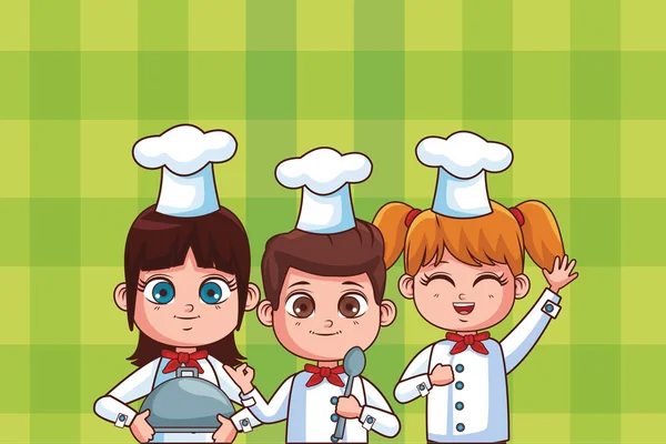 Carino Chef Bambini Cartone Animato Vettore Illustrazione Grafica Design — Vettoriale Stock