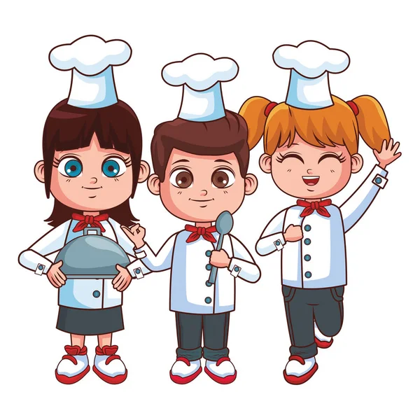 Carino Chef Bambini Cartone Animato Vettore Illustrazione Grafica Design — Vettoriale Stock