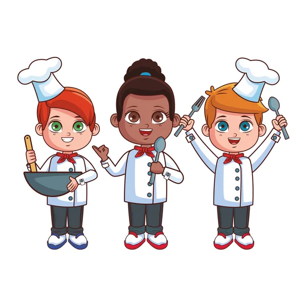 Bonito Chef Crianças Desenho Animado Vetor Ilustração Gráfico Design — Vetor de Stock