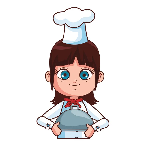 Cute Chef Girl Cartoon Vector Illustration Graphic Design — Stock Vector