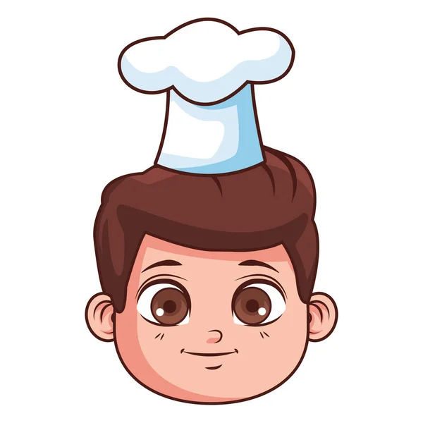 Bonito Chef Menino Rosto Cartoon Vetor Ilustração Gráfico Design — Vetor de Stock