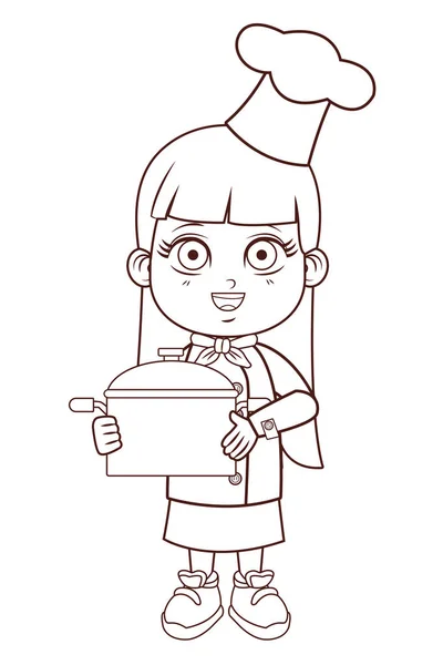 Bonito Chef Menina Desenho Animado Vetor Ilustração Gráfico Design —  Vetores de Stock