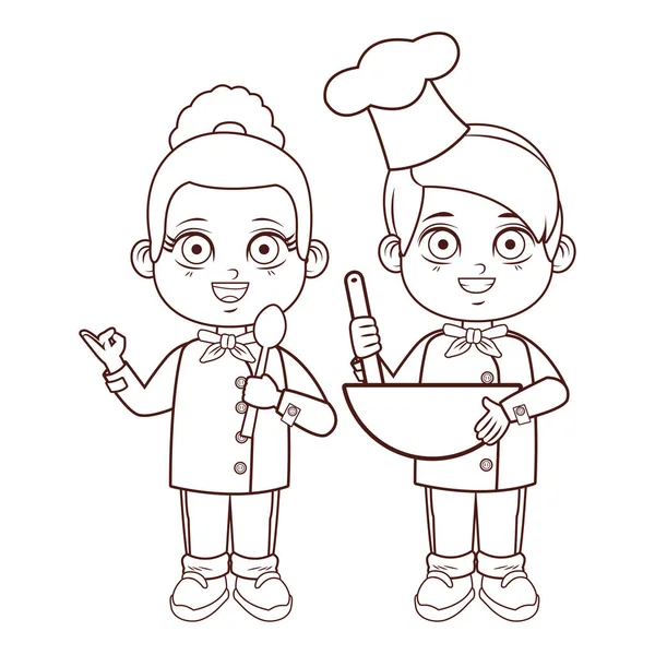 Schattig Chef Kok Kinderen Cartoon Vector Illustratie Grafisch Ontwerp — Stockvector