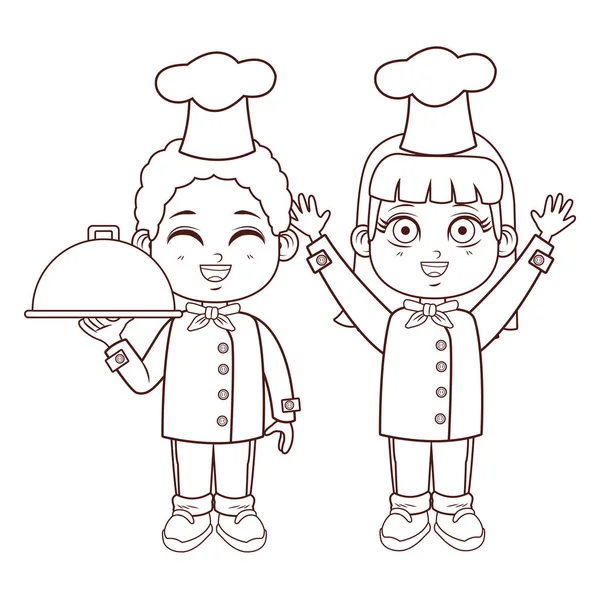 Mignon Chef Enfants Dessin Animé Vectoriel Illustration Conception Graphique — Image vectorielle