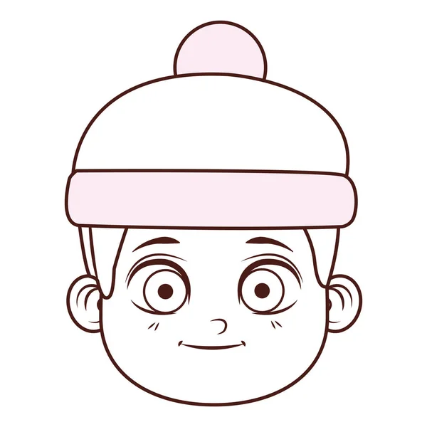Roztomilé Zimní Boy Tvář Kreslené Vektorové Ilustrace Grafický Design — Stockový vektor