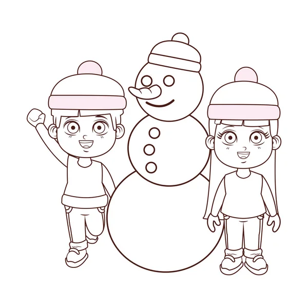 Cute Winter Children Cartoon Vector Illustration Graphic Design — Stock Vector