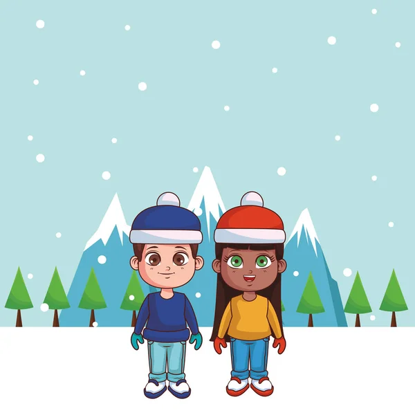 Cute Winter Children Cartoon Vector Illustration Graphic Design — Stock Vector