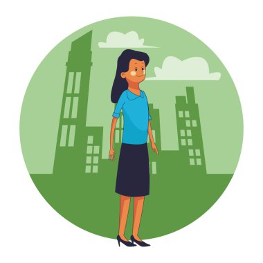 Genç kadın karikatür vektör çizim grafik tasarım