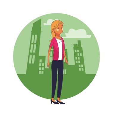 Genç kadın karikatür vektör çizim grafik tasarım