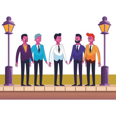 Grup arkadaşları karikatür vektör çizim grafik tasarım