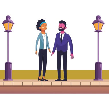 Genç çift çizgi film vektör çizim grafik tasarım