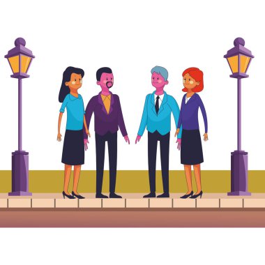 Grup arkadaşları karikatür vektör çizim grafik tasarım