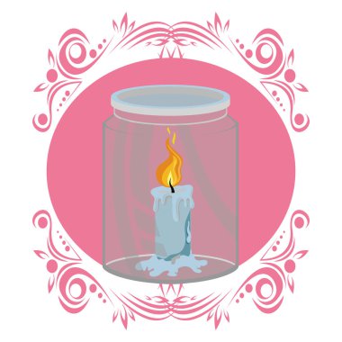 Mum yanıyor vintage üzerinde kavanoz içinde yuvarlak çerçeve vektör çizim grafik tasarım