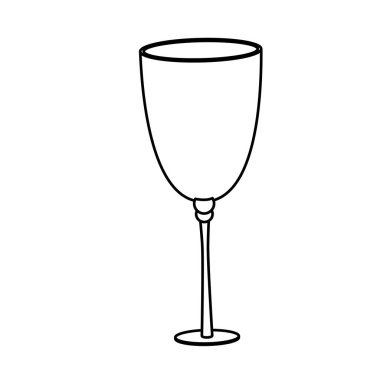 Siyah ve beyaz vektör çizim grafik tasarımında izole şampanya Kupası