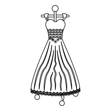 Gelin Gelinlik siyah beyaz vektör çizim grafik tasarımında izole