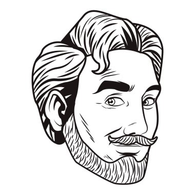 pop sanat adam yüz sakal karikatür vektör çizim grafik tasarım ile