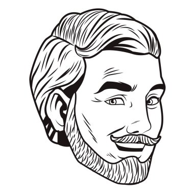pop sanat adam yüz sakal karikatür vektör çizim grafik tasarım ile
