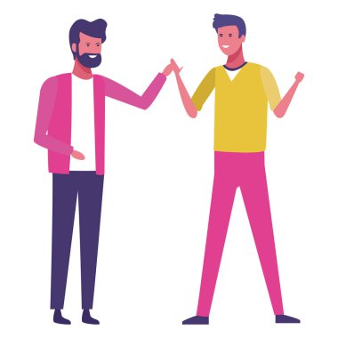 Erkek arkadaşlar eğlenmeye karikatürler vektör çizim grafik tasarım