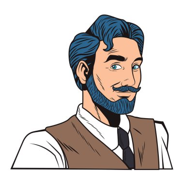 pop sanat adam yüz sakal karikatür vektör çizim grafik tasarım ile